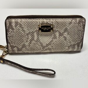 Michael Kors Zip Around Continental Wallet Snakeskin